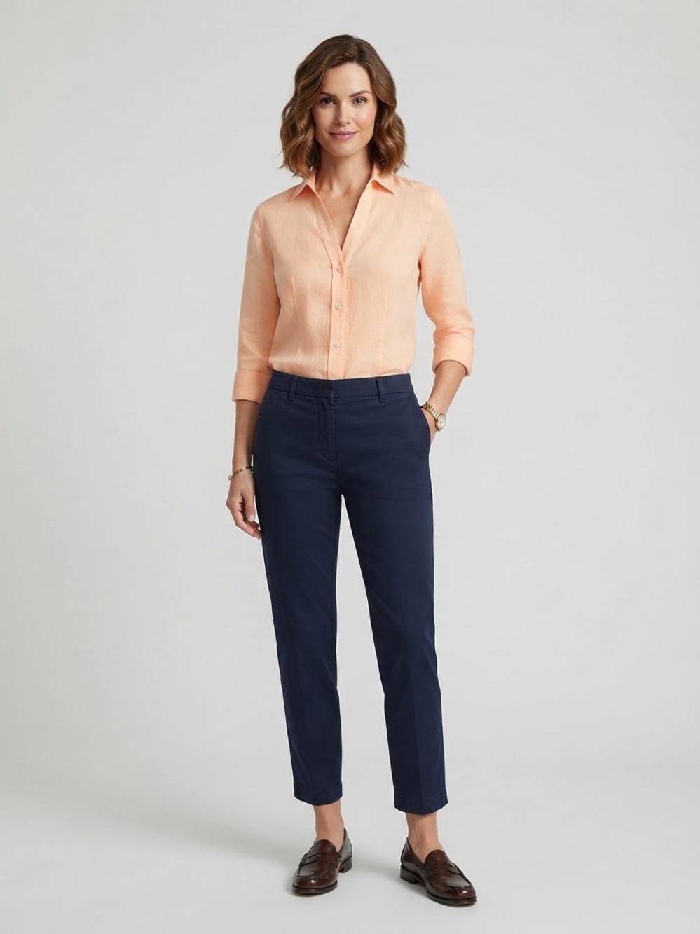 Club Monaco Peach Button Up Shirt Blouse, Womens Size XS
